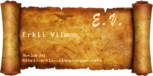 Erkli Vilmos névjegykártya
